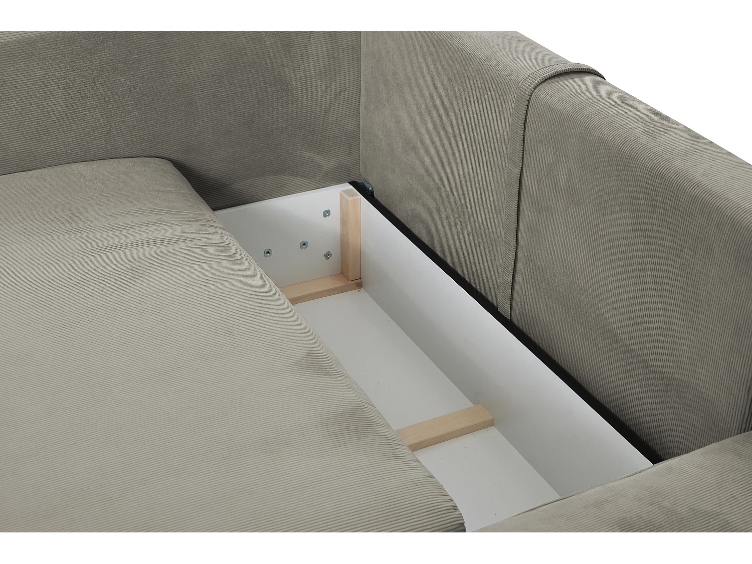 Hjørnesofa med sovesofa i brun kordfløyel med fine riller TEODORA