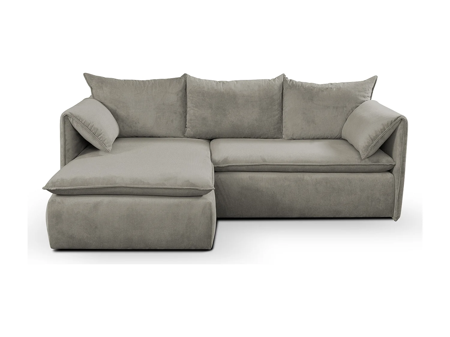 Hoekslaapbank TEODORA van PASCAL MORABITO - Ribfluweel met fijne ribbels - Taupe - Hoek links