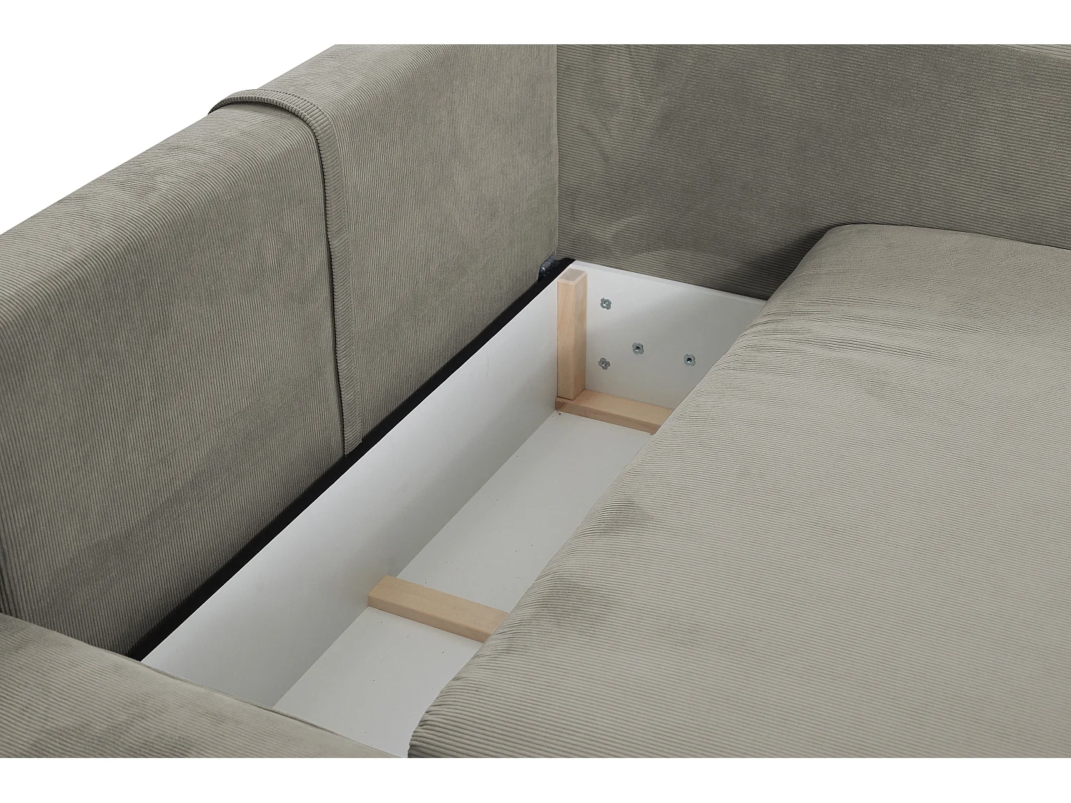 Hoekslaapbank TEODORA van PASCAL MORABITO - Ribfluweel met fijne ribbels - Taupe - Hoek links