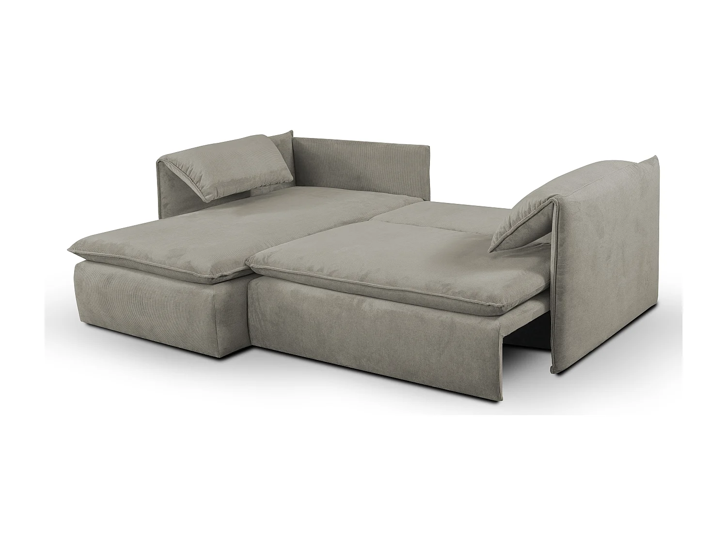 Hoekslaapbank TEODORA van PASCAL MORABITO - Ribfluweel met fijne ribbels - Taupe - Hoek links