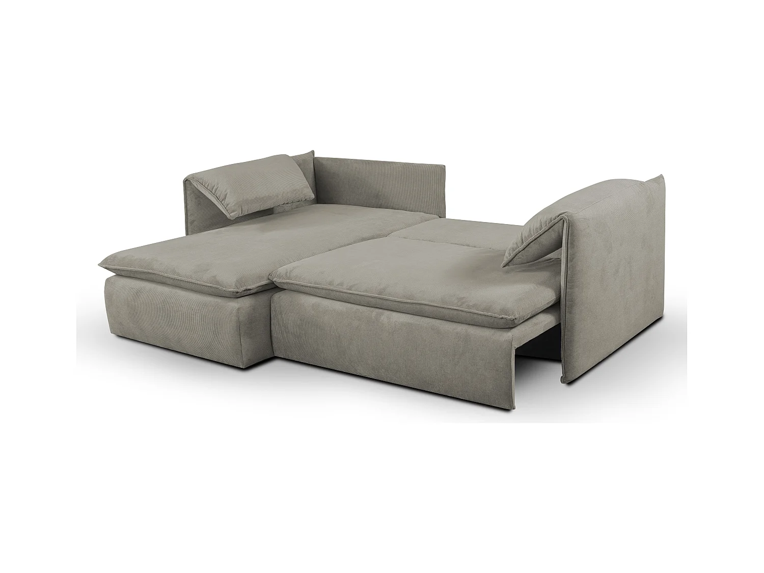 Ecksofa mit Schlaffunktion - Ecke Links - Feincord - Taupe - TEODORA
