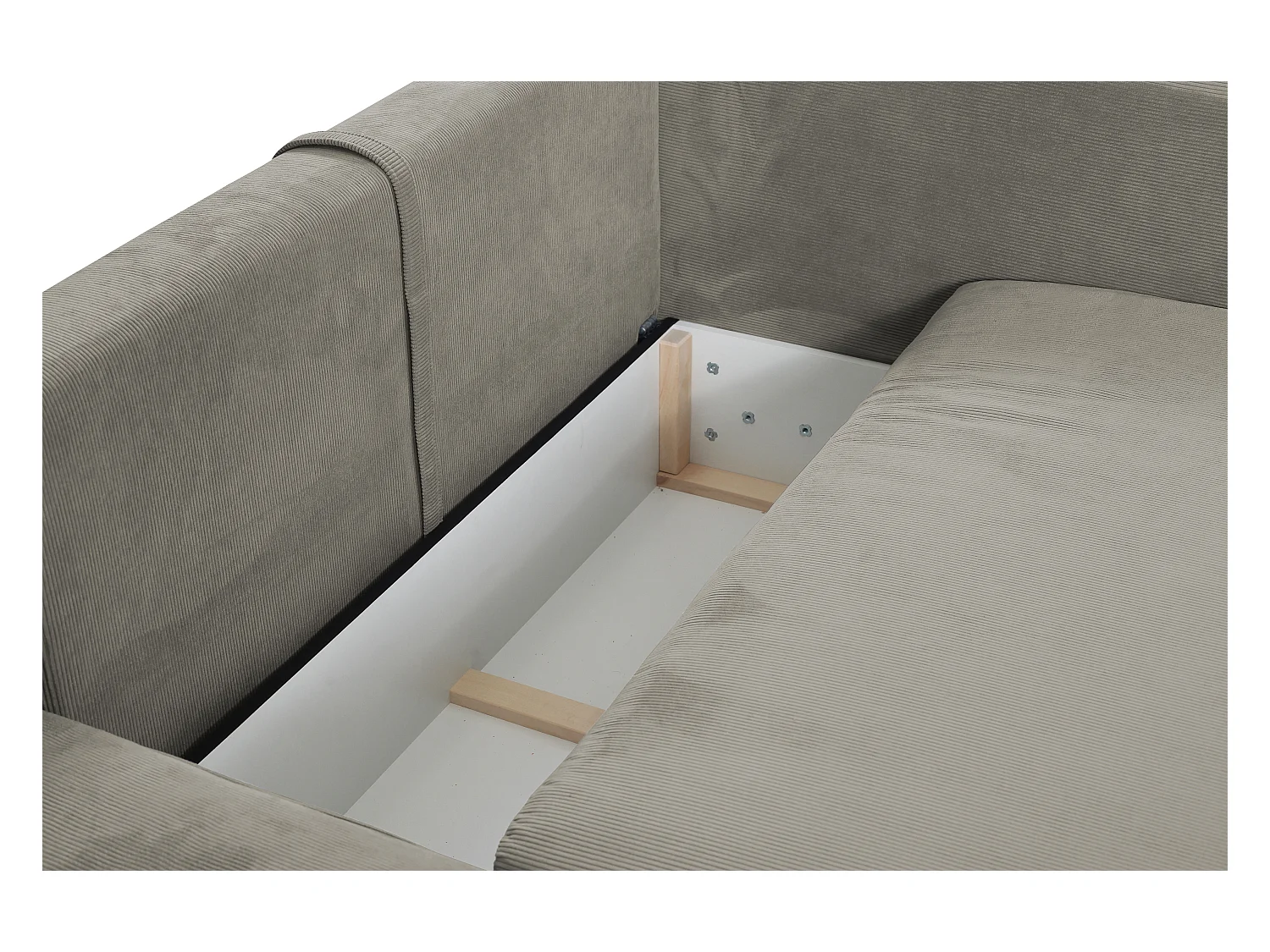 Ecksofa mit Schlaffunktion - Ecke Links - Feincord - Taupe - TEODORA