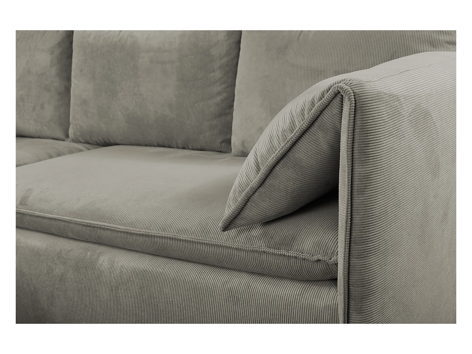 Ecksofa mit Schlaffunktion - Ecke Links - Feincord - Taupe - TEODORA