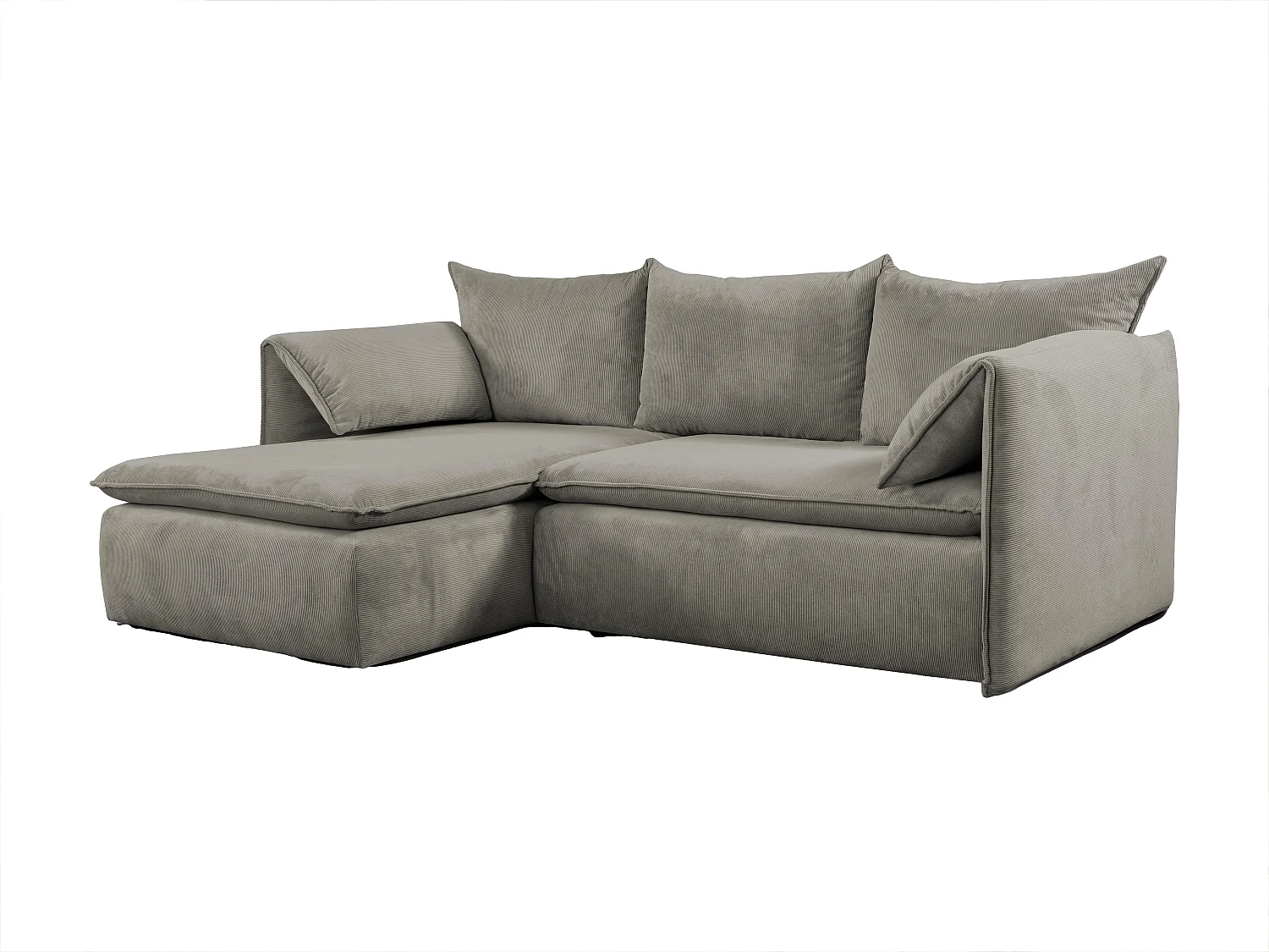 Canapé d'angle gauche convertible en velours côtelé fines côtes taupe TEODORA