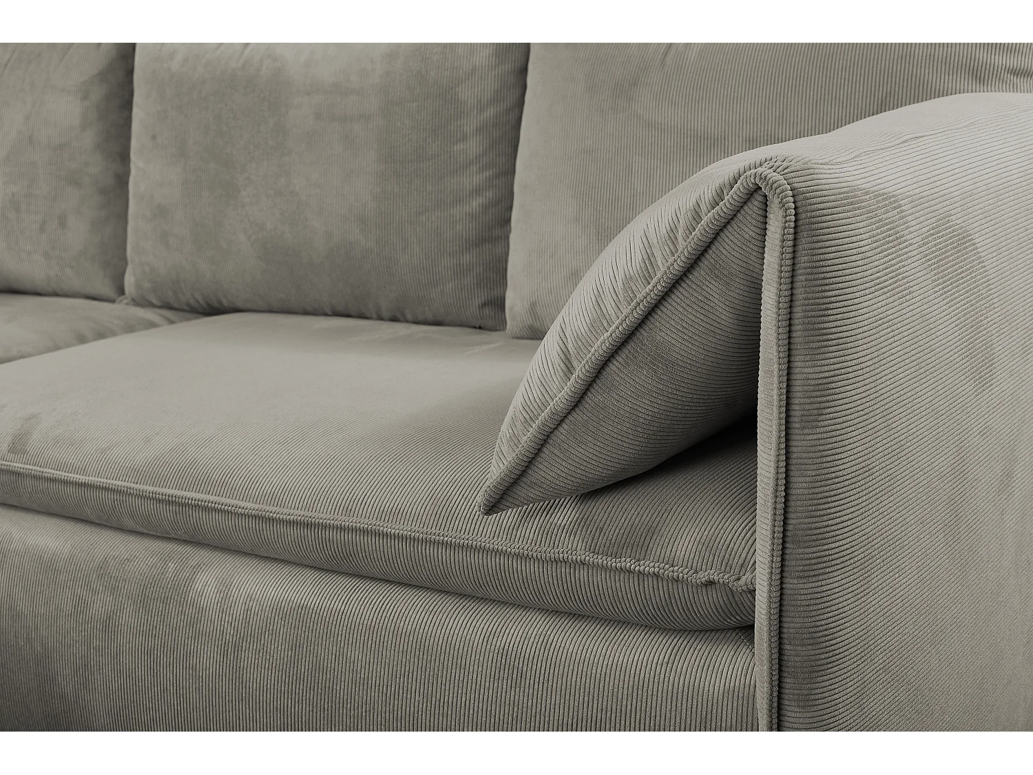 Canapé d'angle gauche convertible en velours côtelé fines côtes taupe TEODORA