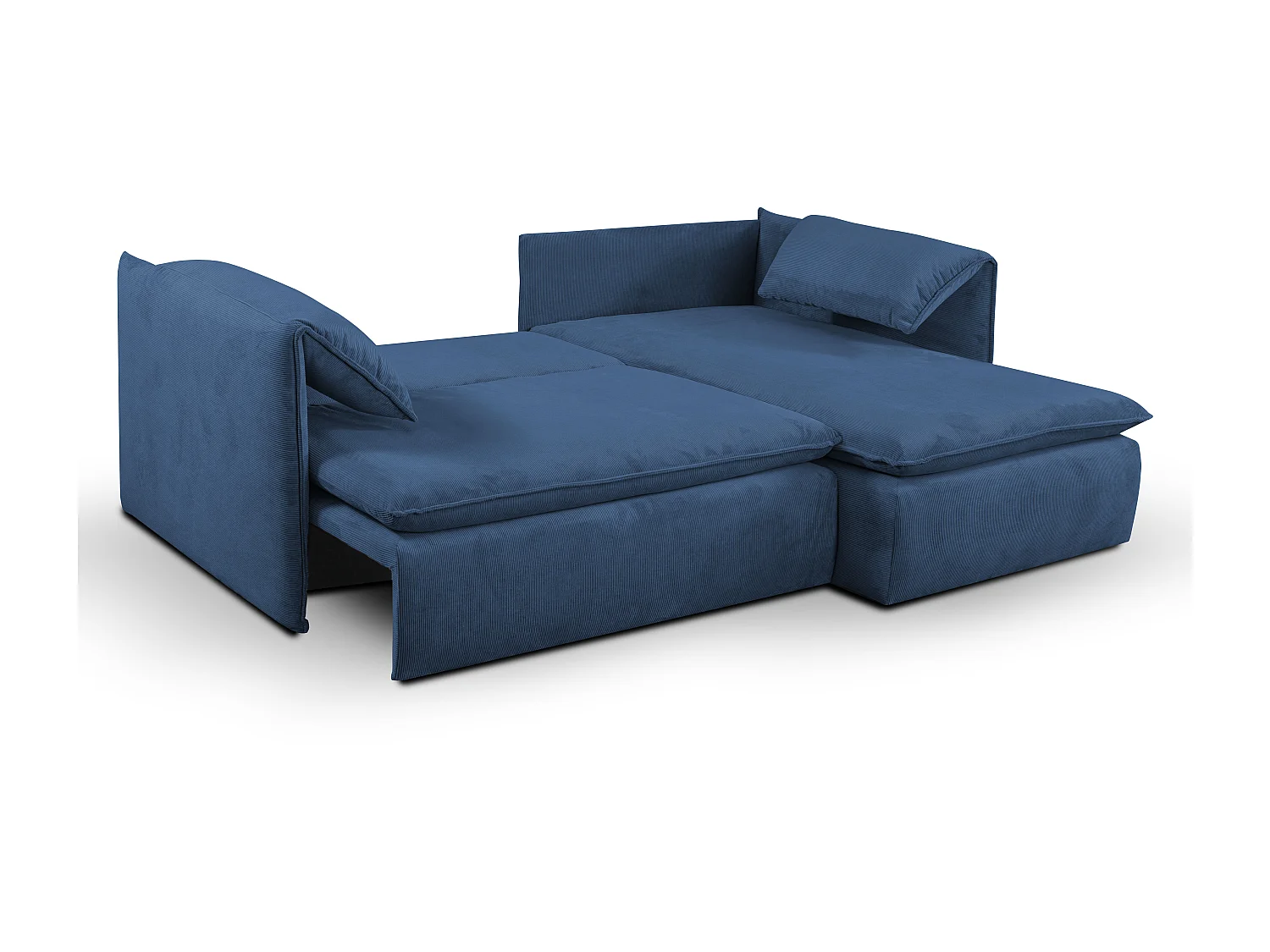 Ecksofa mit Schlaffunktion - Ecke Rechts - Feincord - Dunkelblau - TEODORA