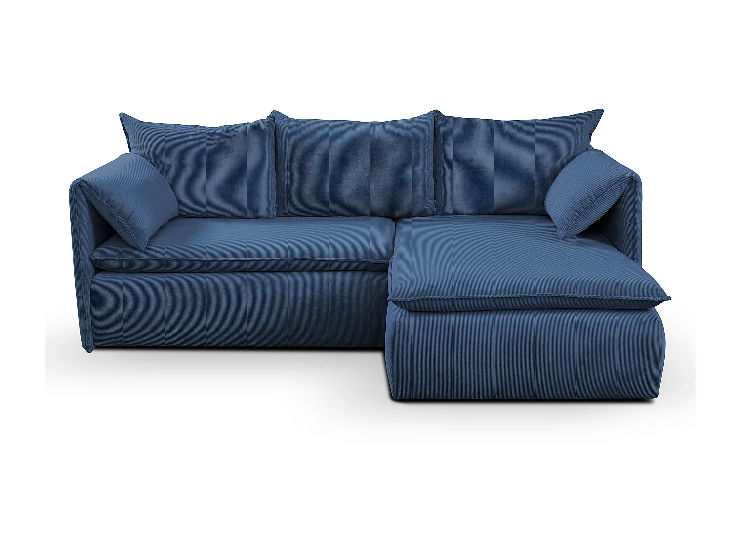 Ecksofa mit Schlaffunktion - Ecke Rechts - Feincord - Dunkelblau - TEODORA