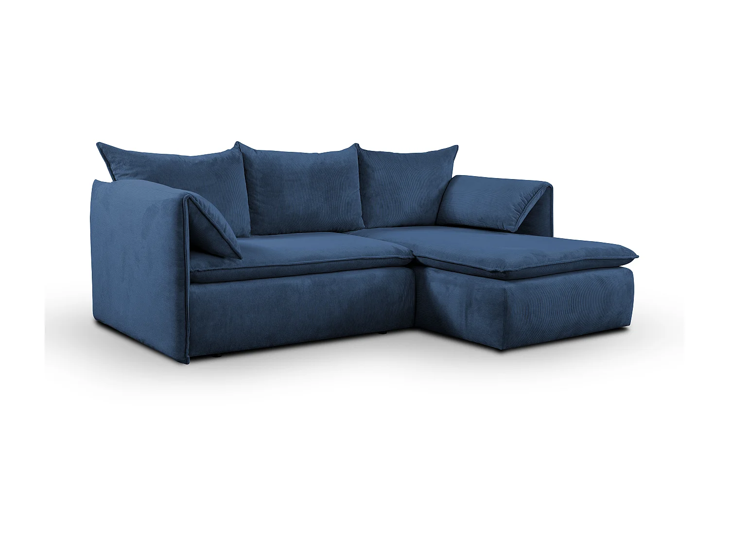 Ecksofa mit Schlaffunktion - Ecke Rechts - Feincord - Dunkelblau - TEODORA