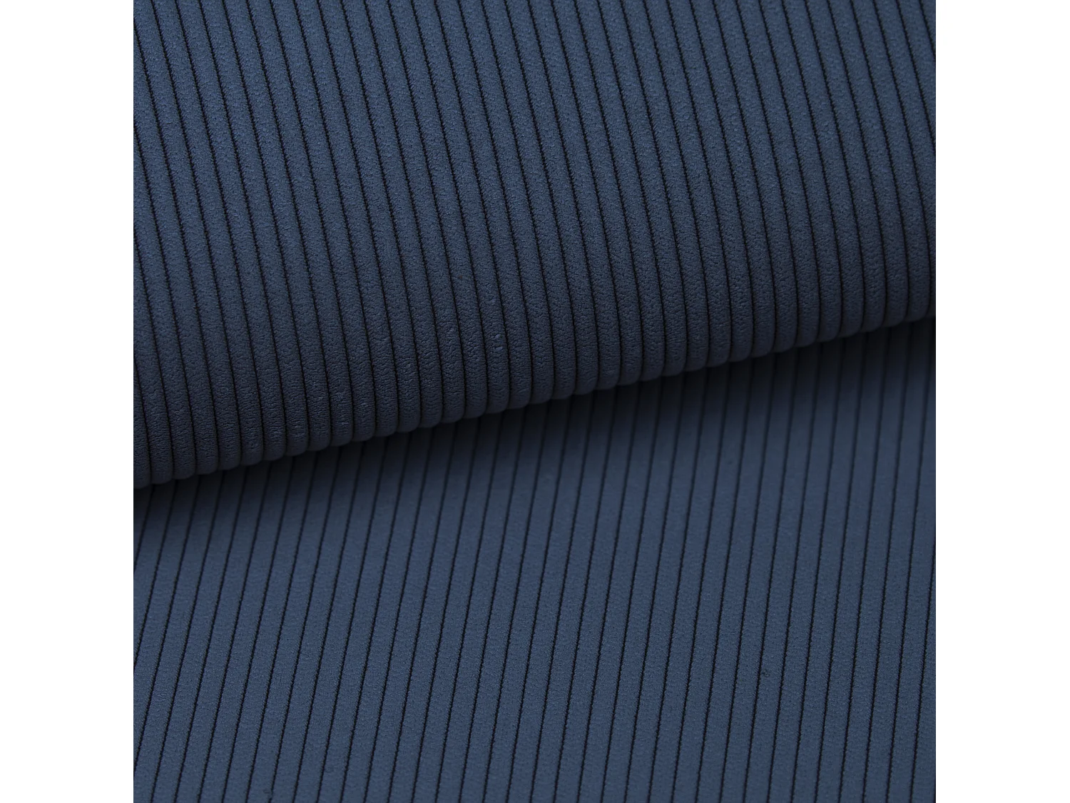 Canapé d'angle gauche convertible en velours côtelé fines côtes bleu marine TEODORA