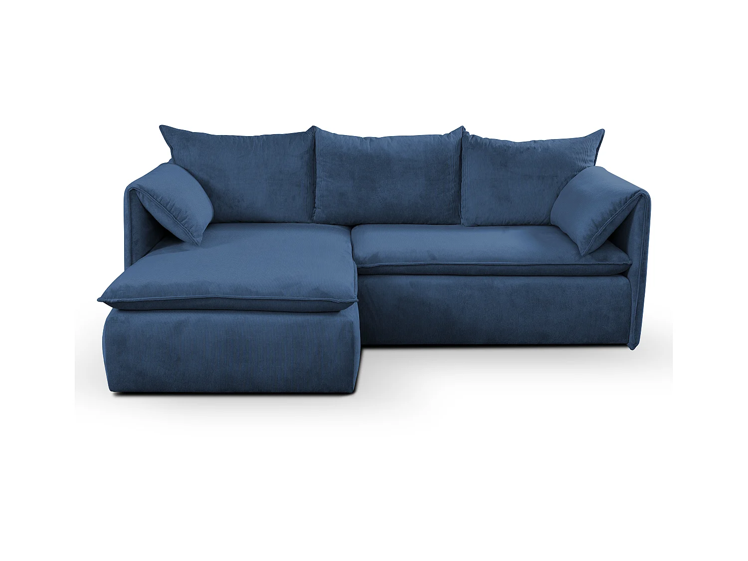 Sofá cama rinconera de terciopelo de canalé azul marino TEODORA de PASCAL MORABITO - Ángulo izquierdo