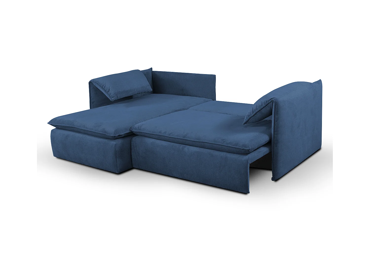 Sofá cama rinconera de terciopelo de canalé azul marino TEODORA de PASCAL MORABITO - Ángulo izquierdo