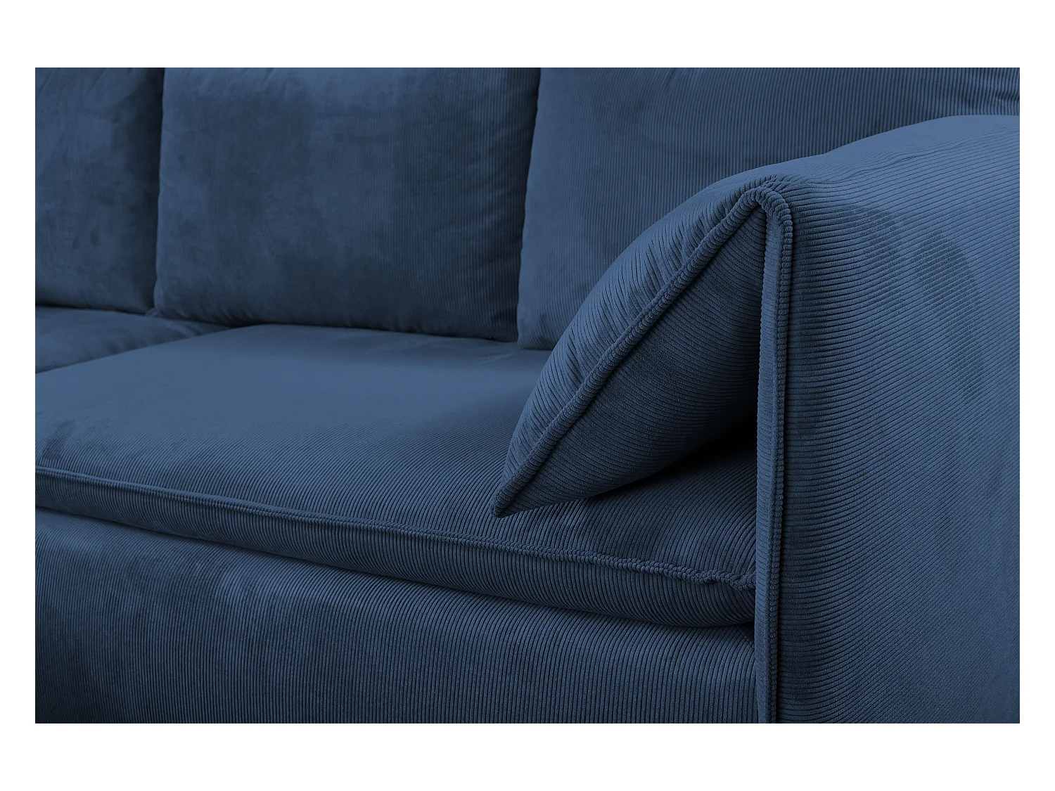 Sofá cama rinconera de terciopelo de canalé azul marino TEODORA de PASCAL MORABITO - Ángulo izquierdo