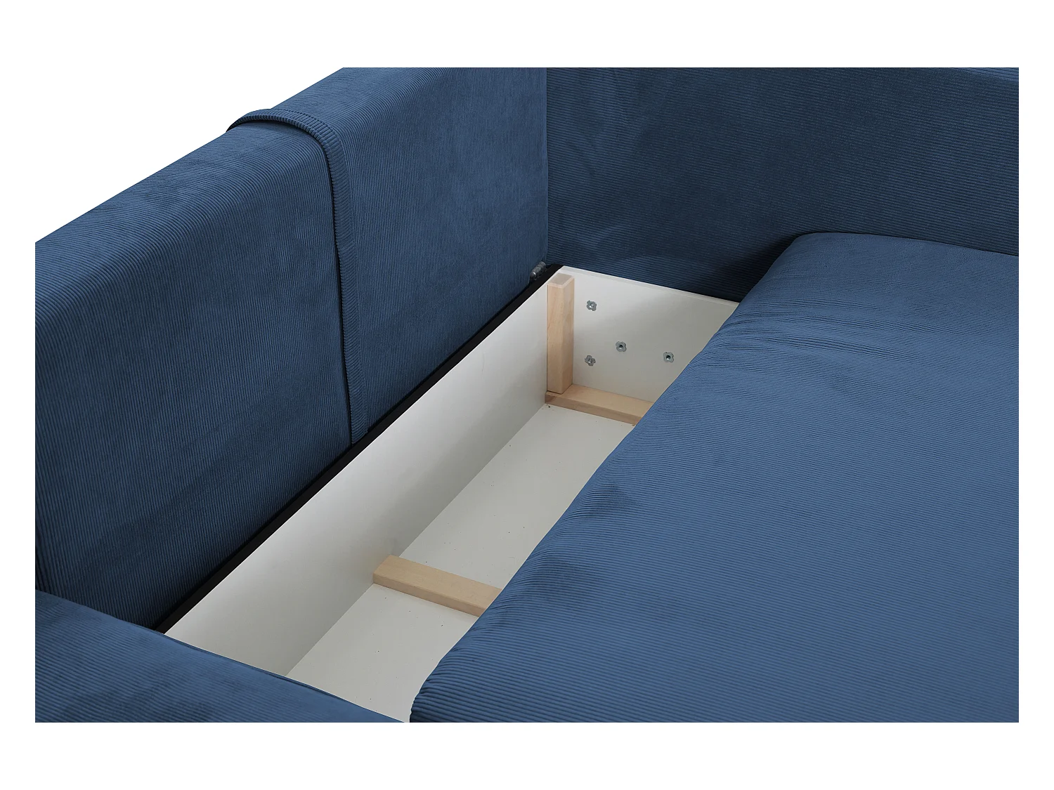 Sofá cama rinconera de terciopelo de canalé azul marino TEODORA de PASCAL MORABITO - Ángulo izquierdo