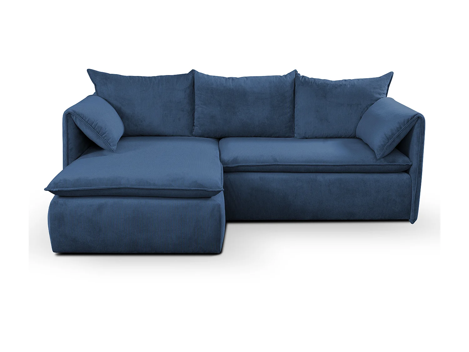 Ecksofa mit Schlaffunktion - Ecke Links - Feincord - Dunkelblau - TEODORA