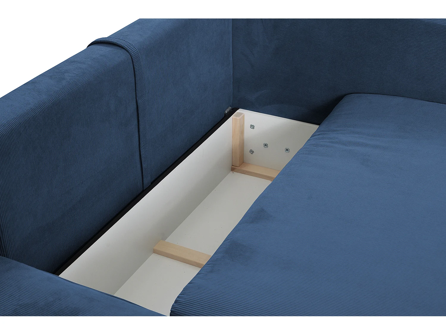 Ecksofa mit Schlaffunktion - Ecke Links - Feincord - Dunkelblau - TEODORA