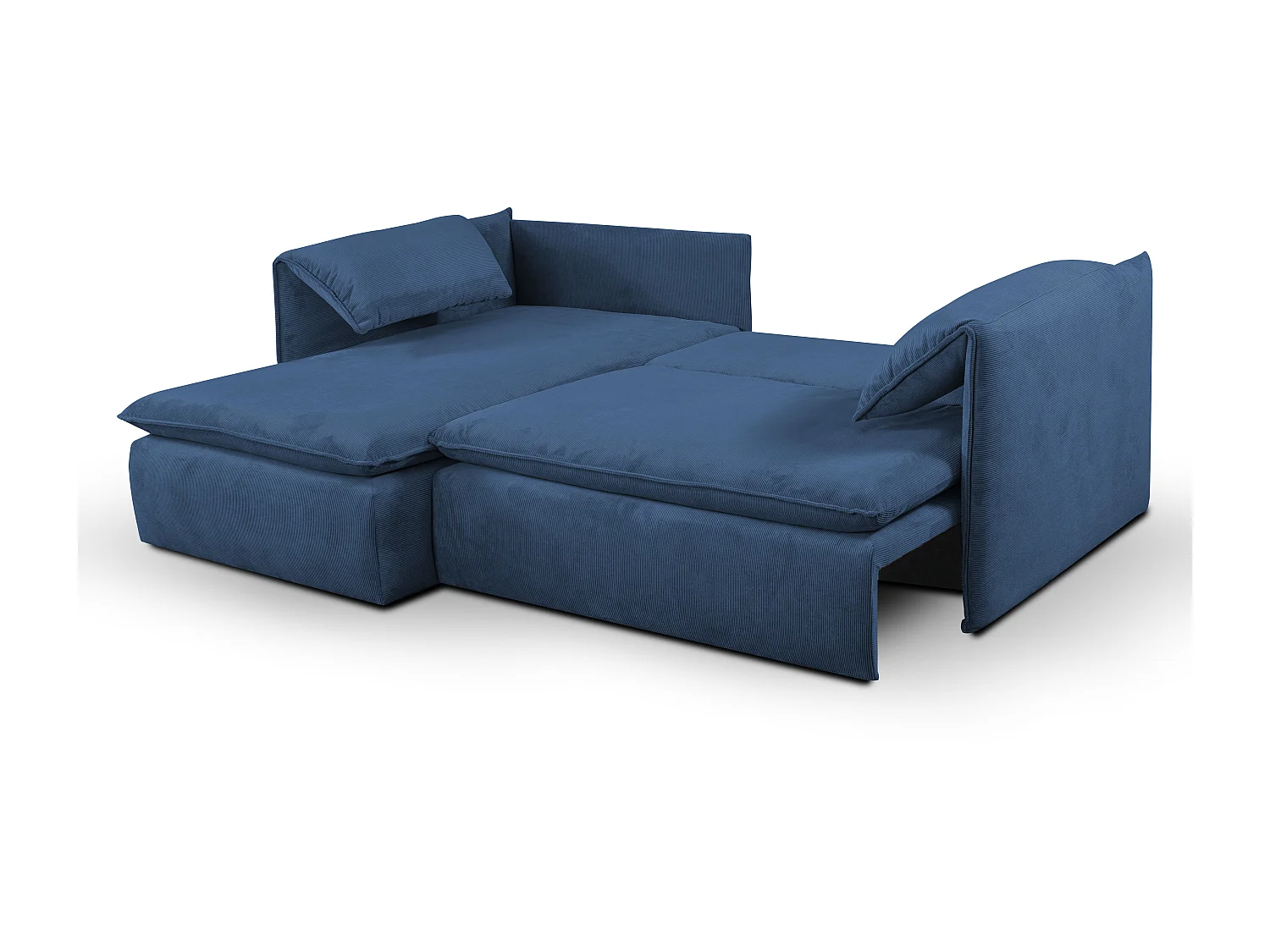 Ecksofa mit Schlaffunktion - Ecke Links - Feincord - Dunkelblau - TEODORA