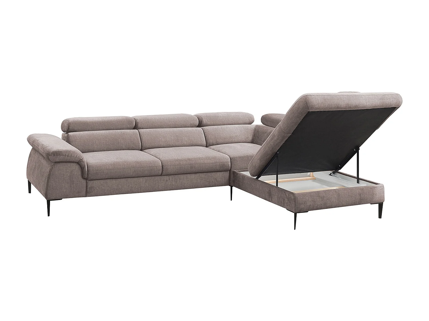 Sofá cama rinconera de tela gris topo SEPINA de PASCAL MORABITO - Ángulo derecho
