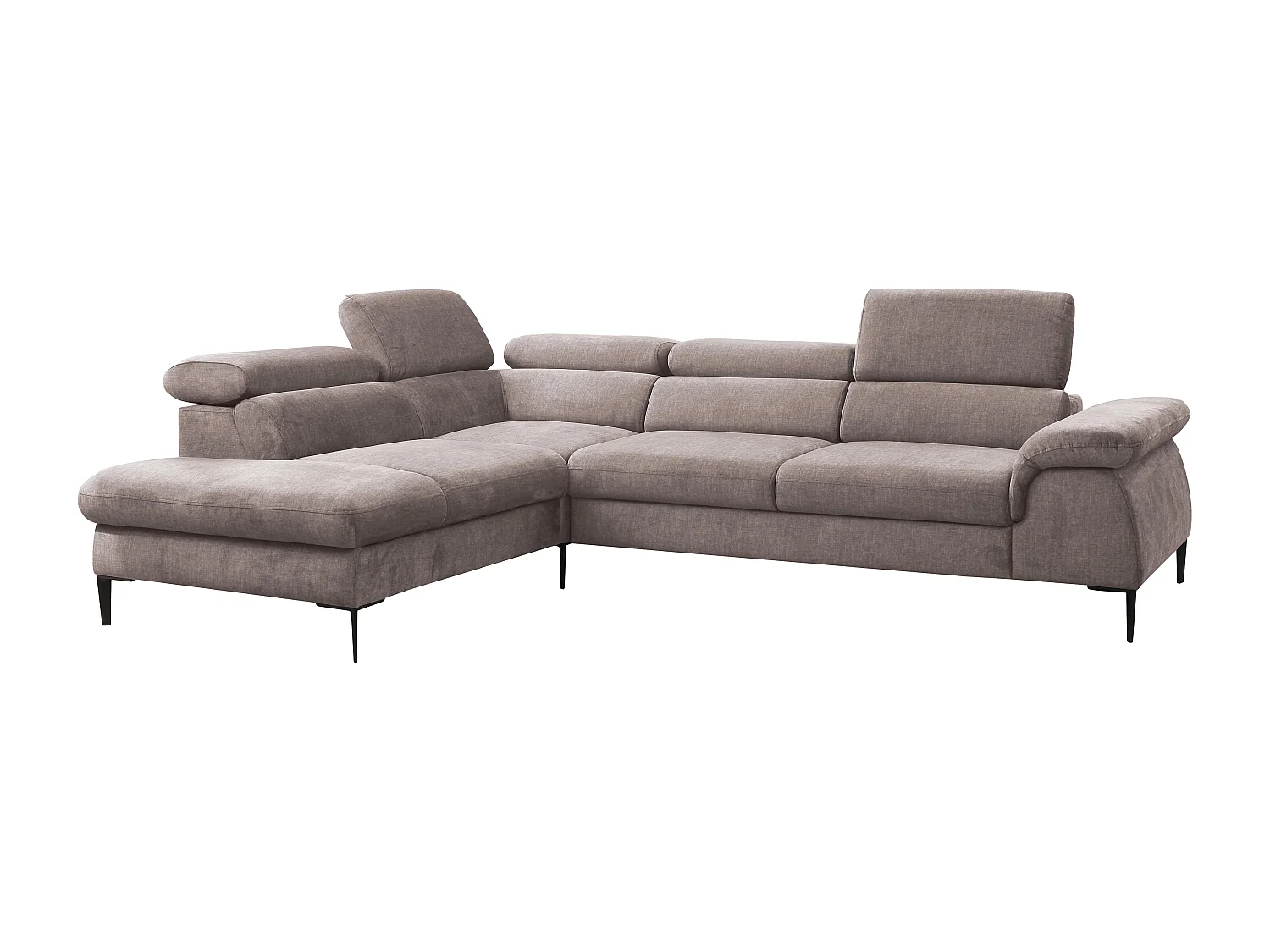 Grand canapé d'angle gauche convertible en velours taupe SEPINA de Pascal Morabito