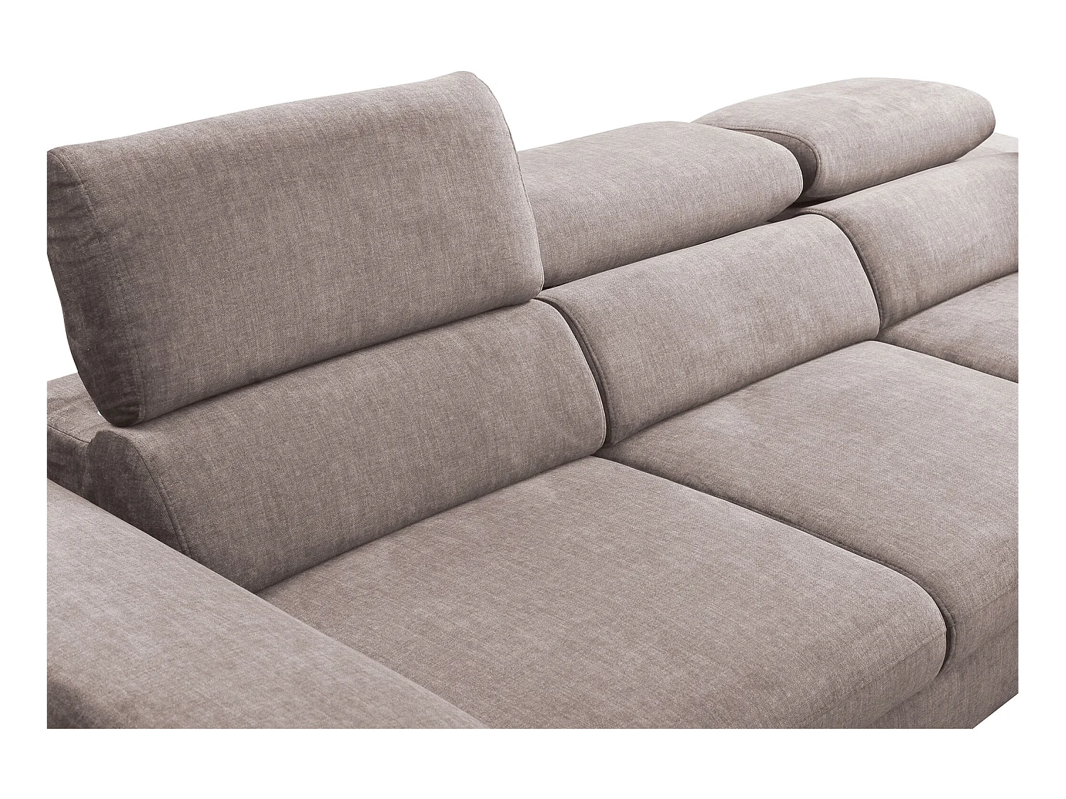 Grand canapé d'angle gauche convertible en velours taupe SEPINA de Pascal Morabito