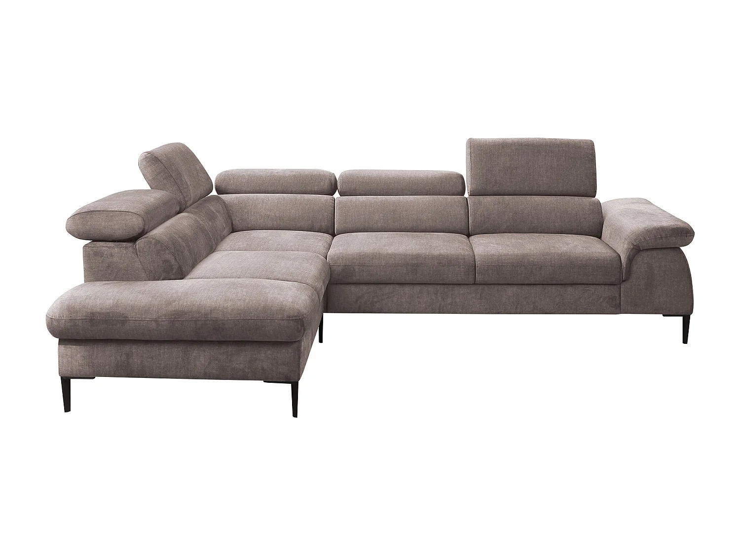 Grand canapé d'angle gauche convertible en velours taupe SEPINA de Pascal Morabito