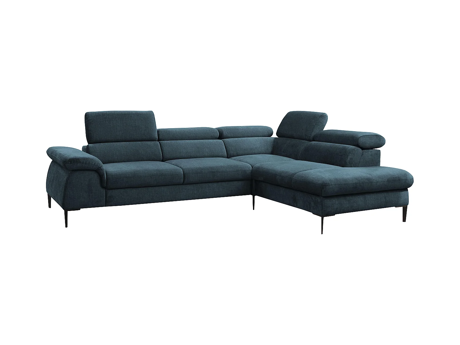 Grand canapé d'angle droit convertible en velours bleu nuit SEPINA de Pascal Morabito
