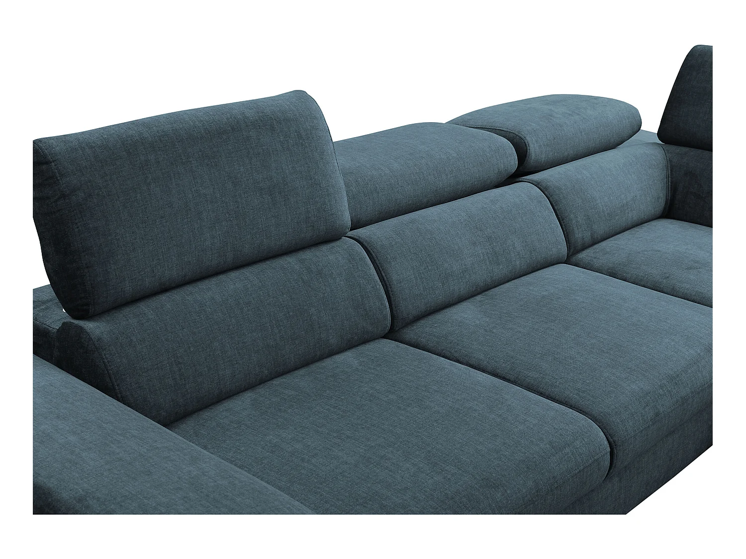 Grand canapé d'angle droit convertible en velours bleu nuit SEPINA de Pascal Morabito