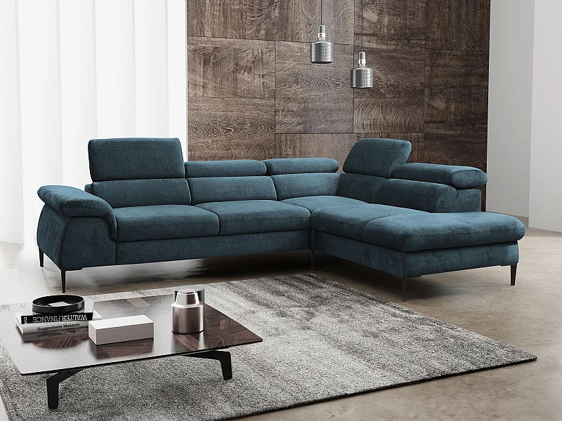 Stor høyrevendt sovesofa i midnattsblått fløyel SEPINA av Pascal Morabito