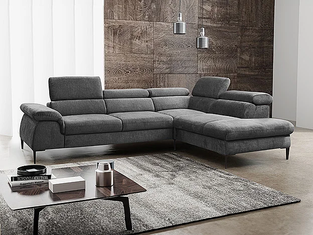 Ecksofa mit Schlaffunktion - Ecke Rechts - Stoff - Anthrazit - SEPINA von PASCAL MORABITO