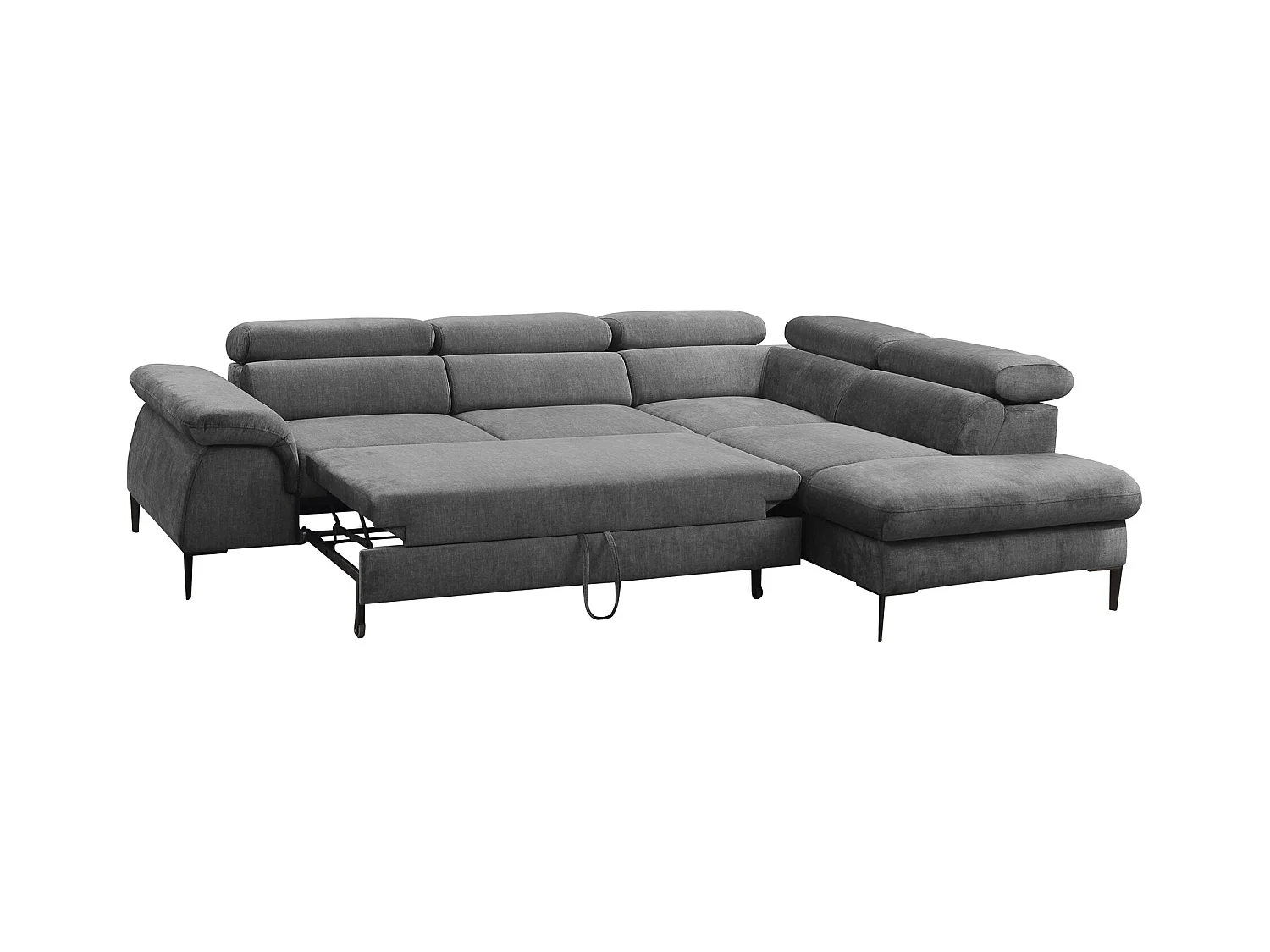 Ecksofa mit Schlaffunktion - Ecke Rechts - Stoff - Anthrazit - SEPINA von PASCAL MORABITO