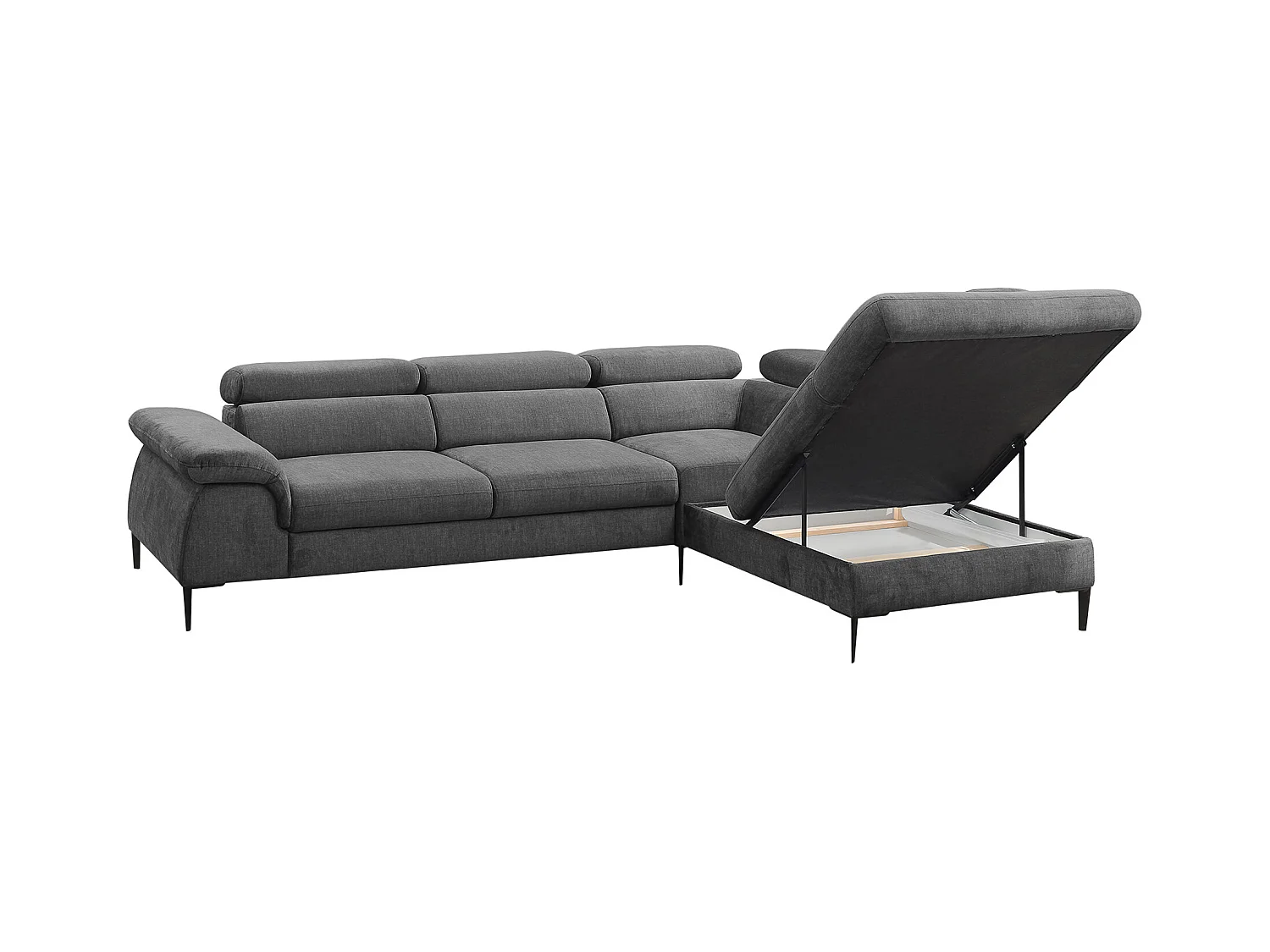 Ecksofa mit Schlaffunktion - Ecke Rechts - Stoff - Anthrazit - SEPINA von PASCAL MORABITO