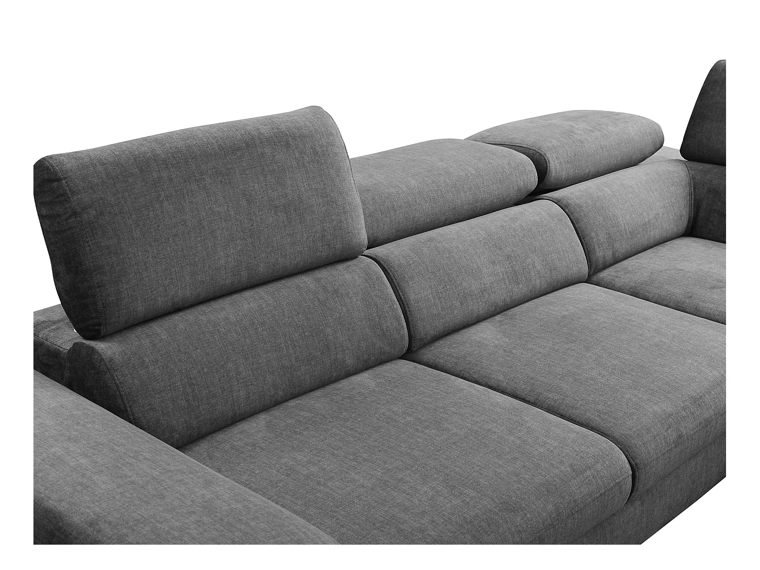 Grand canapé d'angle droit convertible en velours gris anthracite SEPINA de Pascal Morabito