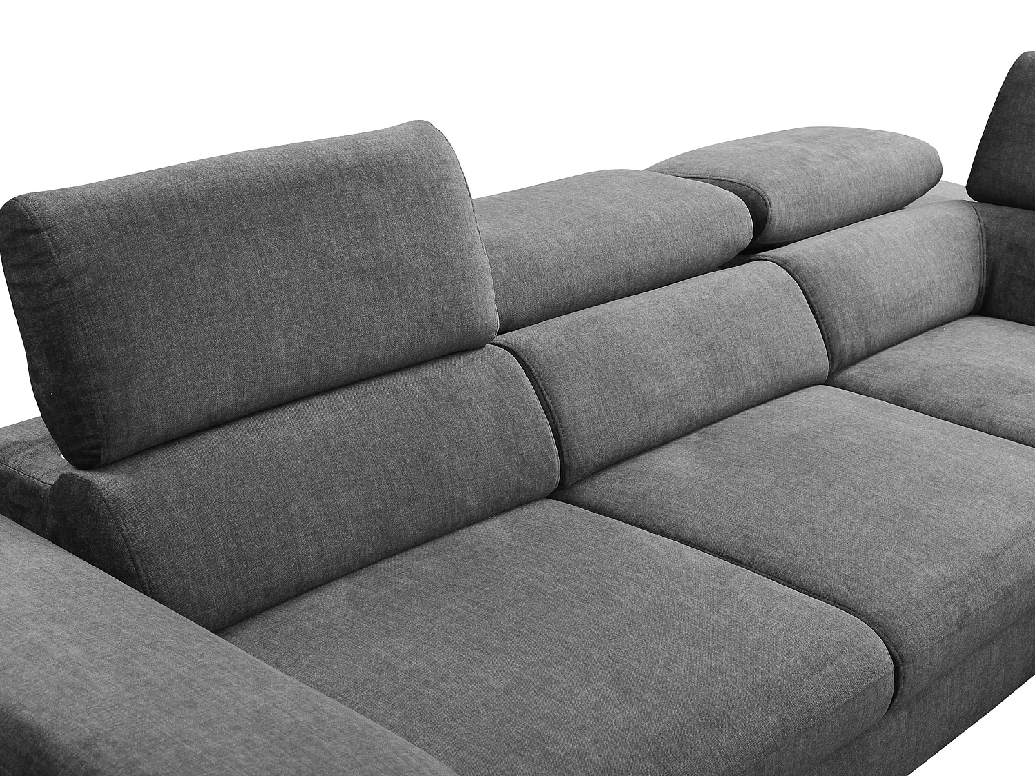 Grand canapé d'angle droit convertible en velours gris anthracite SEPINA de Pascal Morabito