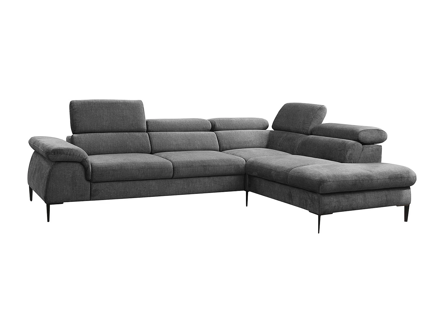 Grand canapé d'angle droit convertible en velours gris anthracite SEPINA de Pascal Morabito