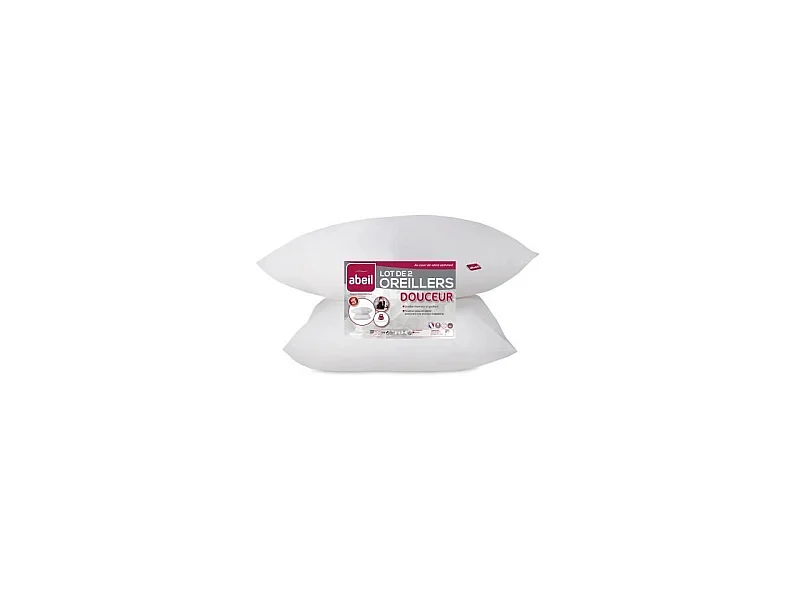 ABEIL Lot de 2 Oreillers Douceur - 60 x 60 cm - Blanc