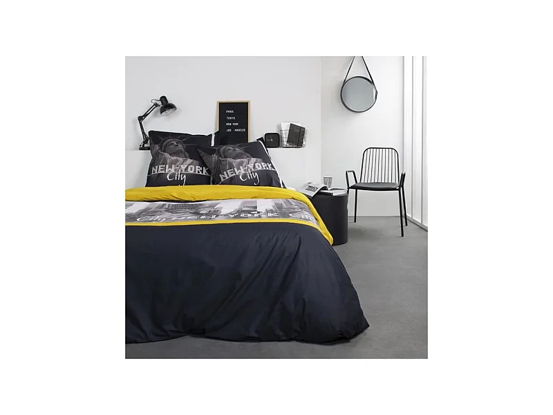 TODAY Alex Parure de lit Coton 2 personnes - 240 x 260 cm - Imprime Jaune