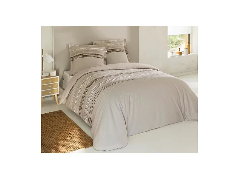 VISION Parure de couette Anthony - 100% coton - 220 x 240 cm - Beige