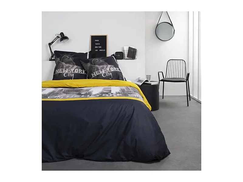 Alex Baumwollbettwäscheset 220 x 240 cm – Gelber Druck