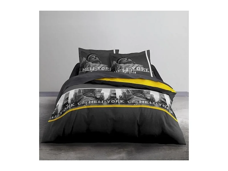 Alex Baumwollbettwäscheset 220 x 240 cm – Gelber Druck