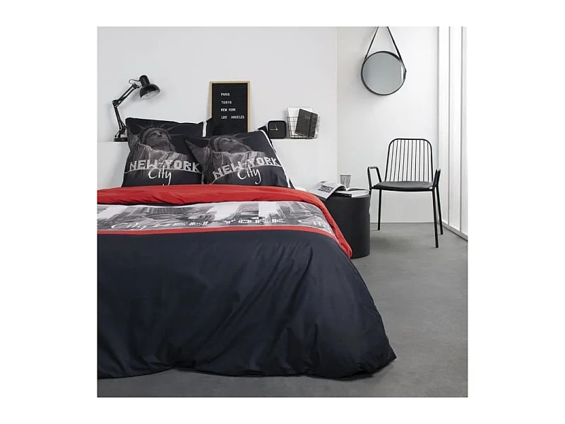 TODAY Parure de lit Coton 2 personnes - 220x240 cm - Imprime Rouge Clem