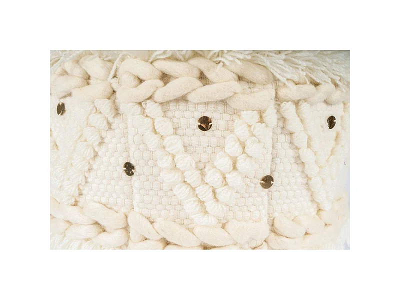 Pouf Bohème Fait à la Main "Bohist" 35cm Crème