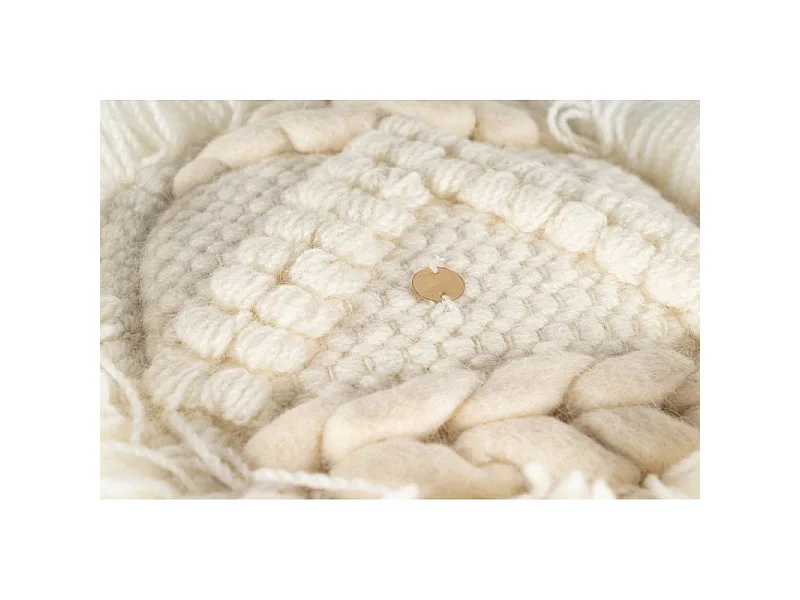 Pouf Bohème Fait à la Main "Bohist" 35cm Crème