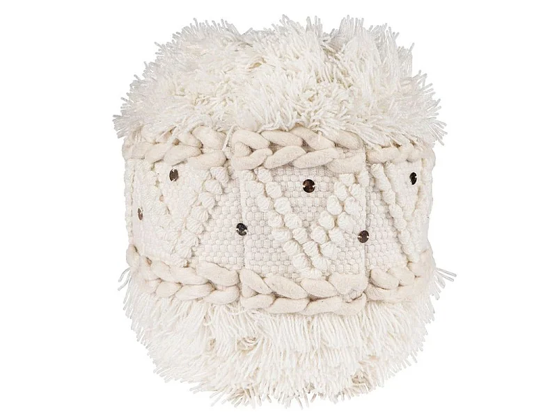 Pouf Bohème Fait à la Main "Bohist" 35cm Crème