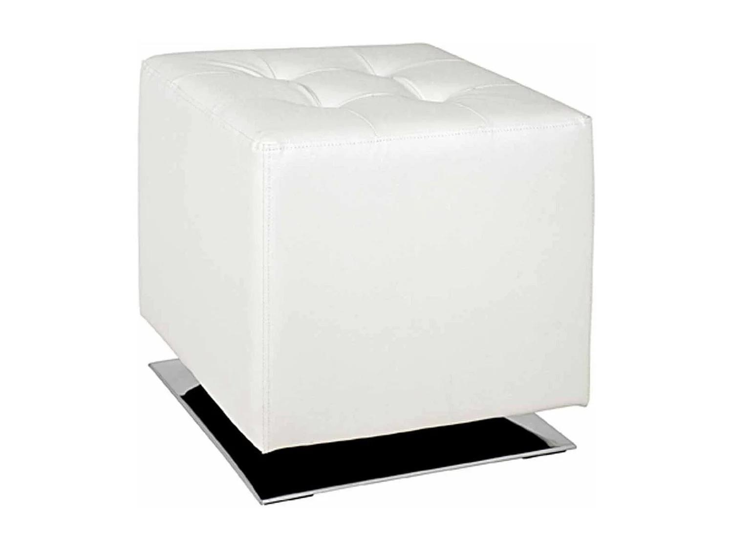 Pouf Carré Design "Hava" 42cm Blanc