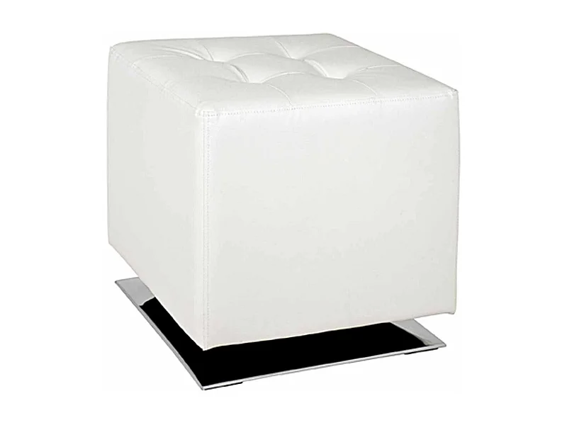 Pouf Carré Design "Hava" 42cm Blanc