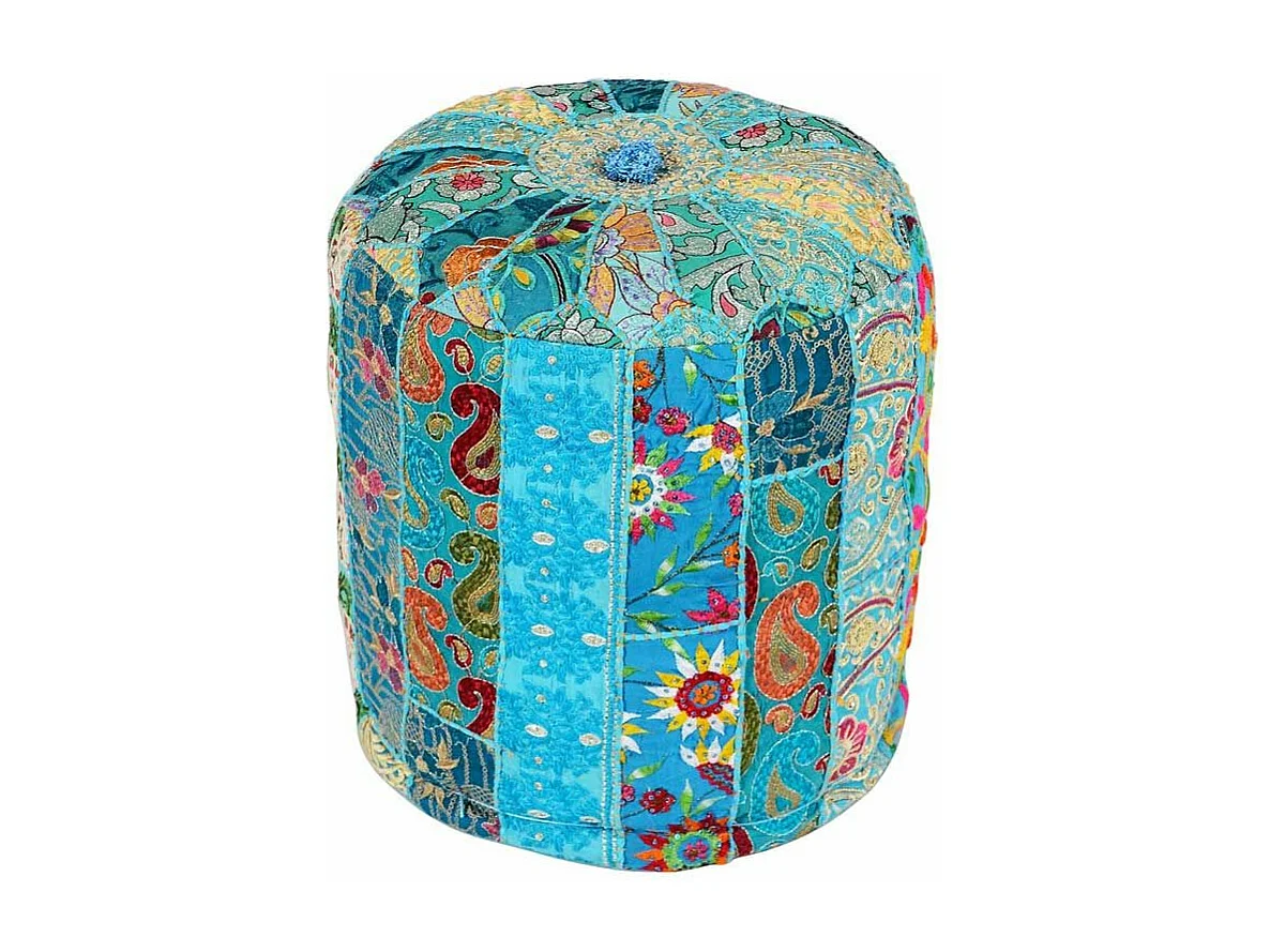Pouf Shanti Tissu Bleu