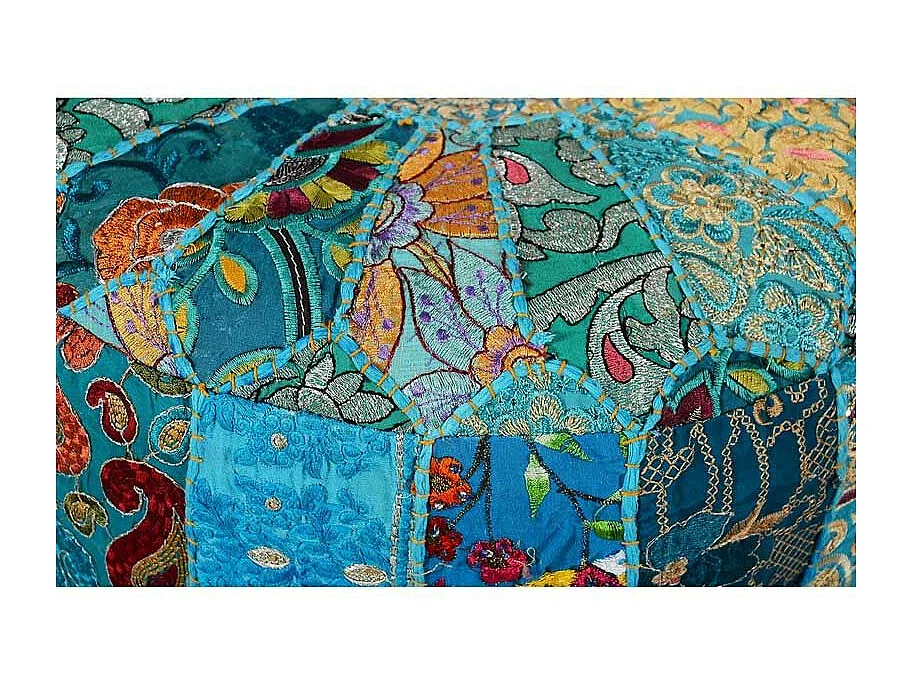 Pouf Shanti Tissu Bleu