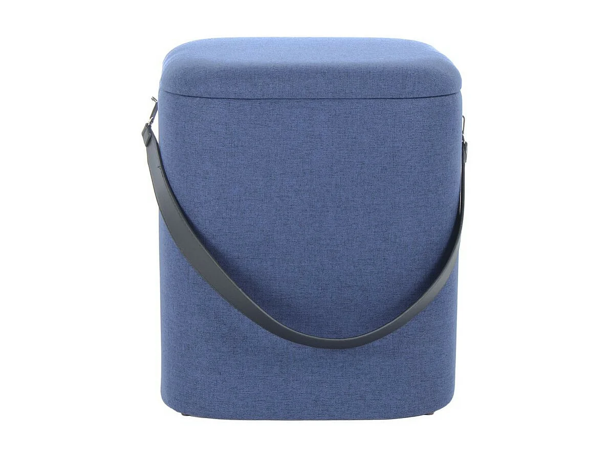 Lot de 2 Poufs & Coffres de Rangement "Arabella" 44cm Bleu & Noir