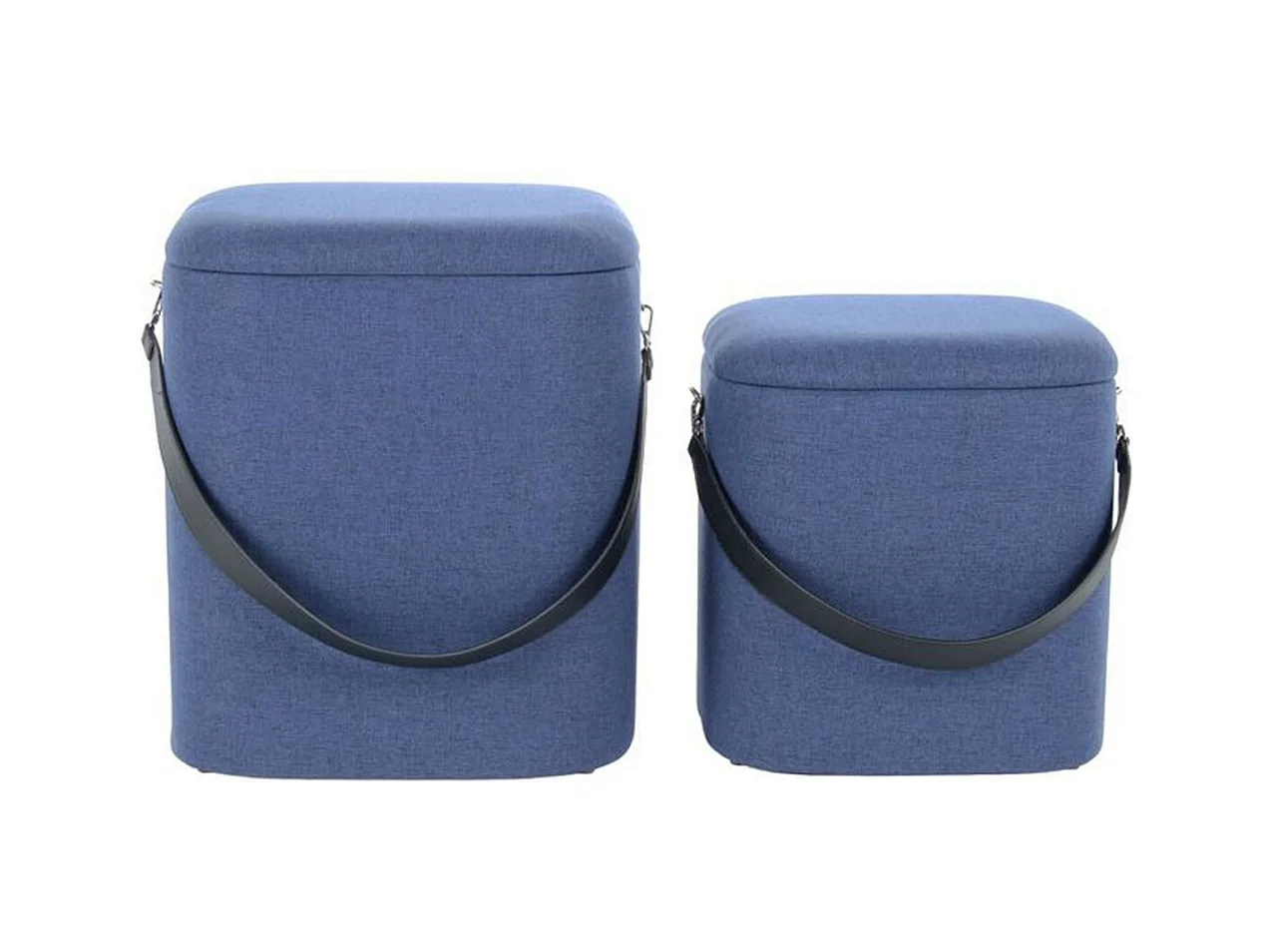 Lot de 2 Poufs & Coffres de Rangement "Arabella" 44cm Bleu & Noir