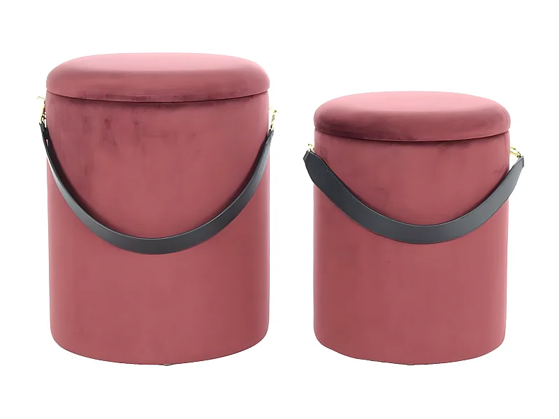 Lot de 2 Poufs & Coffres de Rangement "Arabella" 44cm Rouge