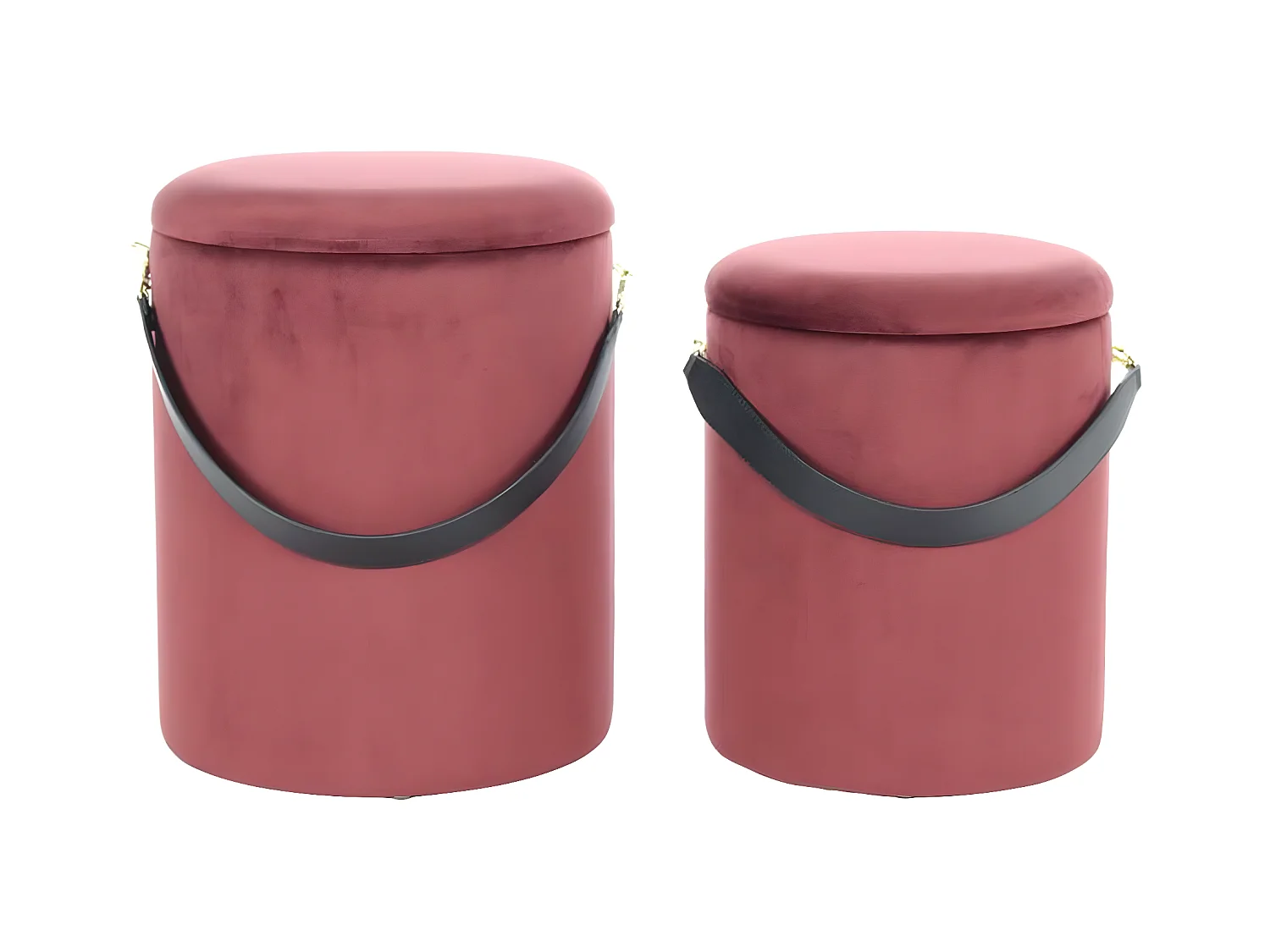 Lot de 2 Poufs & Coffres de Rangement "Arabella" 44cm Rouge